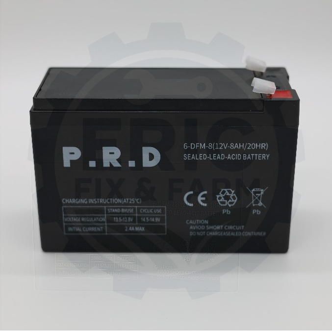แบตเตอร์รี่ 12V18A PRD 8แอมป์ แบตเครื่องพ่นยา แบตจักรยานไฟฟ้า แบตเตอร์รี่มอเตอร์ไซค์