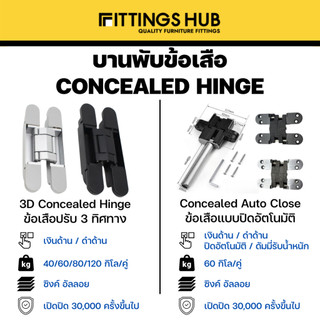 [1ชิ้น] บานพับซ่อน 3D บานพับข้อเสือ ปรับ 3 ทิศทาง บานพับประตู - FittingsHub