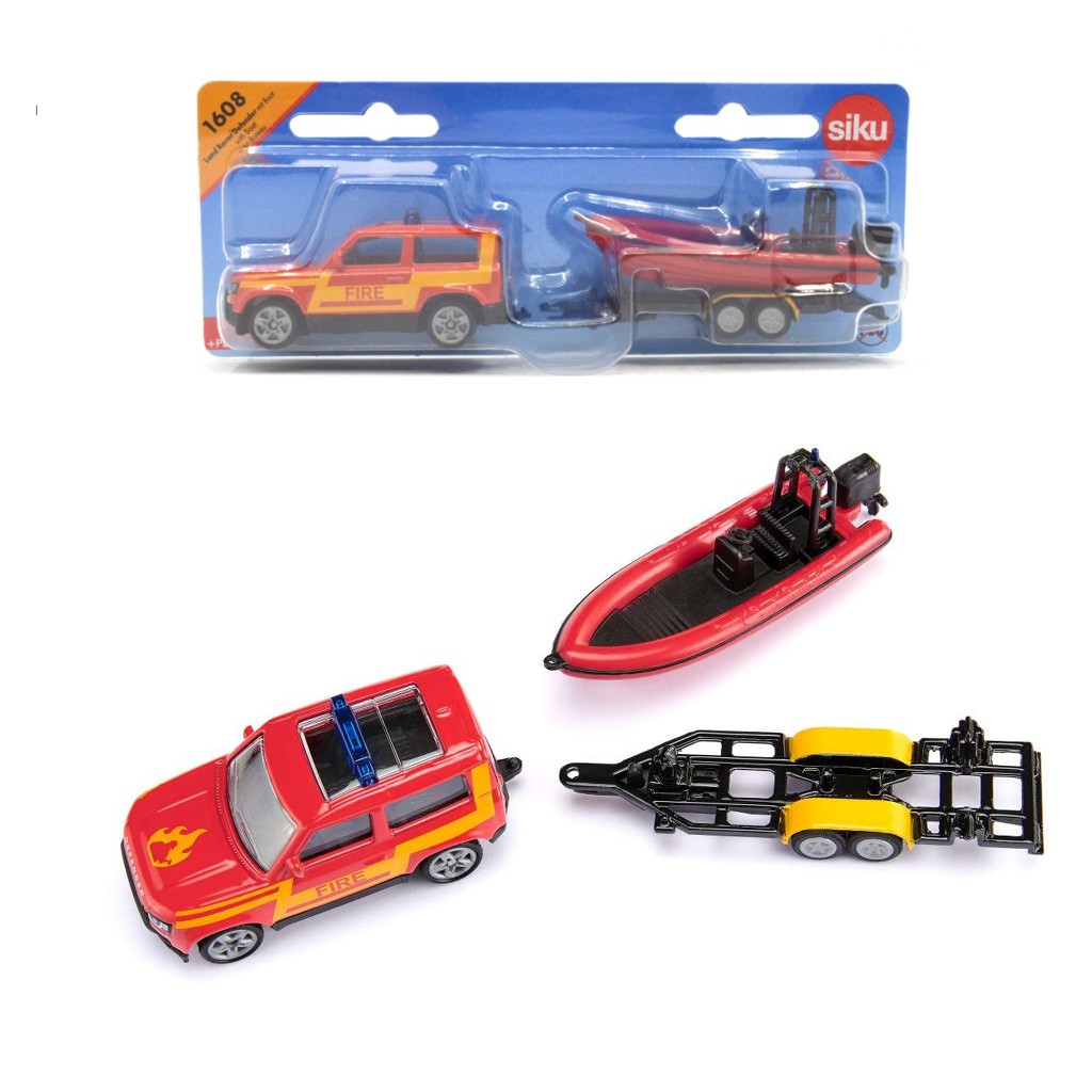 Siku(ซิกุ)Land Rover Defender with Boat โมเดลรถ ดีไซน์สมจริง พร้อมเรือพ่วงสำหรับการผจญภัย รหัสSK1608