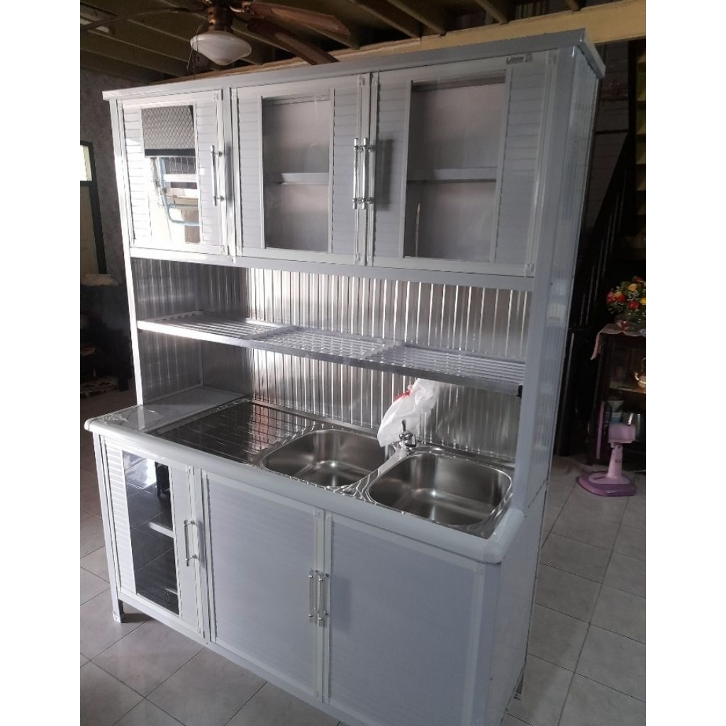 ตู้ครัวอลูมิเนียม 120 , 150 CM / อ่าง 2 หลุม / ทรงสูง
