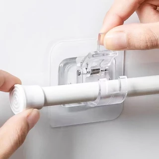 [กทมจัดส่ง]ขาแขวนราวม่านแบบไม่ต้องใช้ตะปู / ขอเกี่ยวราวม่านแบบมีกาวในตัว / ขายึดราวม่านแบบยืดหดได้สำหรับตู้เสื้อผ้า