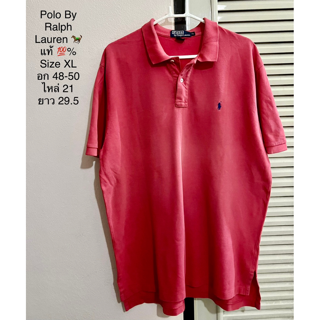 ส่งต่อ‼️เสื้อโปโล Polo by R alp h L aure n แท้💯%🐎 สีสวย สีพีชหายาก(มือ2 มีรอยพับที่คอตามภาพสุดท้าย)~
