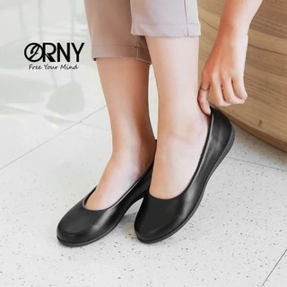 มีไซส์ 42 ❤️ ORNY(ออร์นี่) ® คัชชูส้นเตี้ย 1150 รองเท้าคัทชูนักศึกษา รองเท้าทำงาน สีดำ รับปริญญา