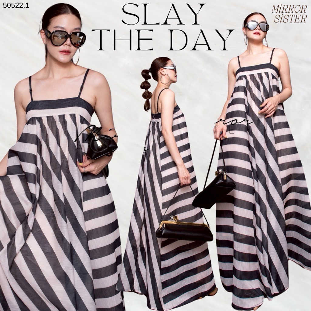 🌈🌿🌸🌺🌼🖤🩶 JOJO STRipe MaXiDReSS