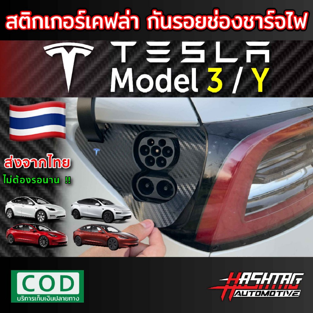สติกเกอร์เคฟล่ากันรอยขีดข่วน บริเวณช่องชาร์จไฟ Tesla Model 3 / Y รู่นปี 2020 - ปัจจุบัน