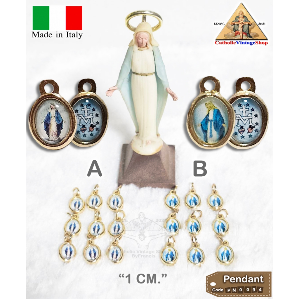 จี้สร้อยพระแม่มารีย์ แม่พระแห่งเหรียญอัศจรรย์ โลหะชุปทอง  อิตาลี Catholic Virgin mary คาทอลิก ITALY#PN0094