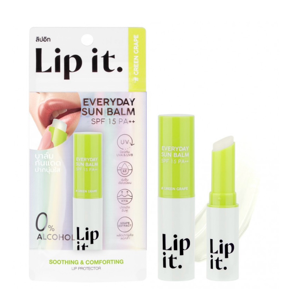 LipIt Everyday Sun Balm SPF15 PA++ 3g #Green Grape บำรุงริมฝีปากเนียนนุ่มชุ่มชื้น