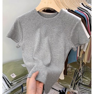 Y6Y - เสื้อยืดคอกลมแขนสั้นเซ็กซี่สำหรับผู้หญิง - เสื้อยืดสไต…