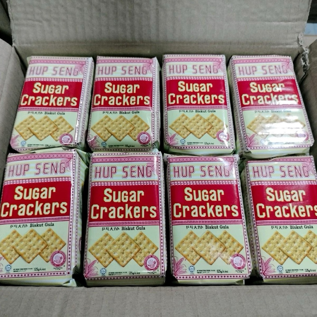 (ยกลัง24ห่อ) ขนมปัง HUP SENGปังมาเล เครกเกอร์ขนาด125gมีให้เลือก2รส หวานและจืด