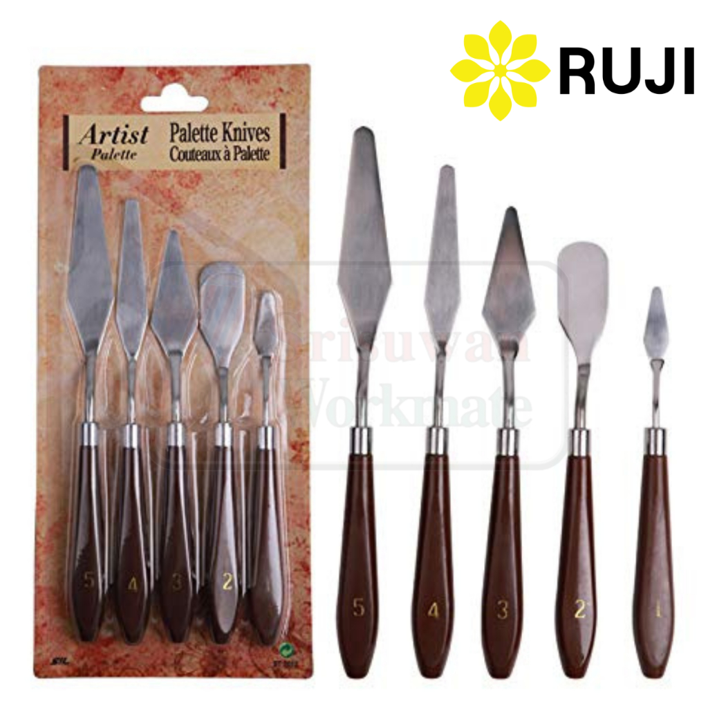 RUJI HPK-05 ชุดเกรียงปาดสี 5 ด้าม เกรียงอะลูมิเนียม เกรียงปาดสี เกรียงสีน้ำมัน เกรียงสีอะคริลิค เกียงปาดสี เกียง เกรียง