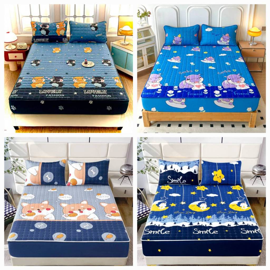 ผ้าปูที่นอนเสริมใย ผ้ารองกันเปื้อน ผ้าปูแบบหนา ขนาด 3.5 ฟุต (120*200Cm.) พร้อมปลอกหมอน 1 ใบ