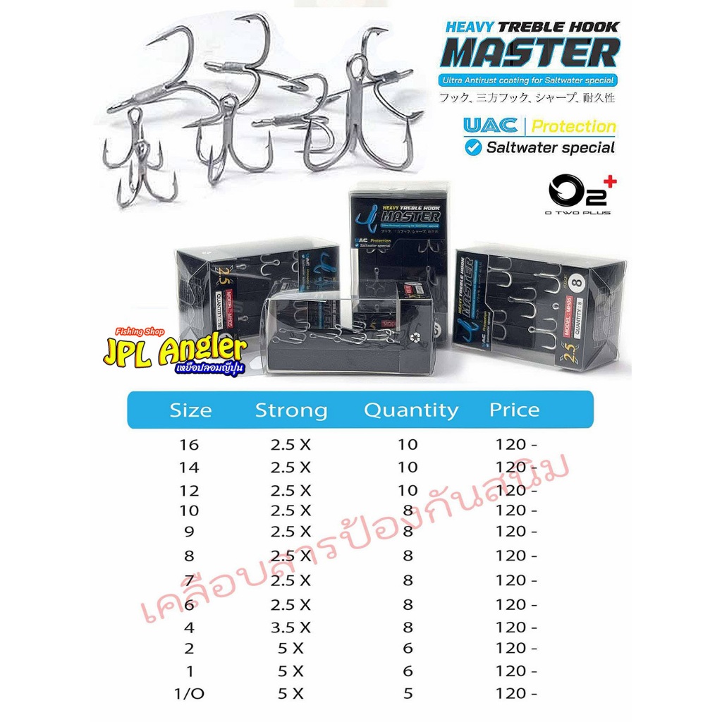 เบ็ดสามทาง งานน้ำเค็ม หน้าเบ็ดตรงทรง J รุ่น Master by O2+