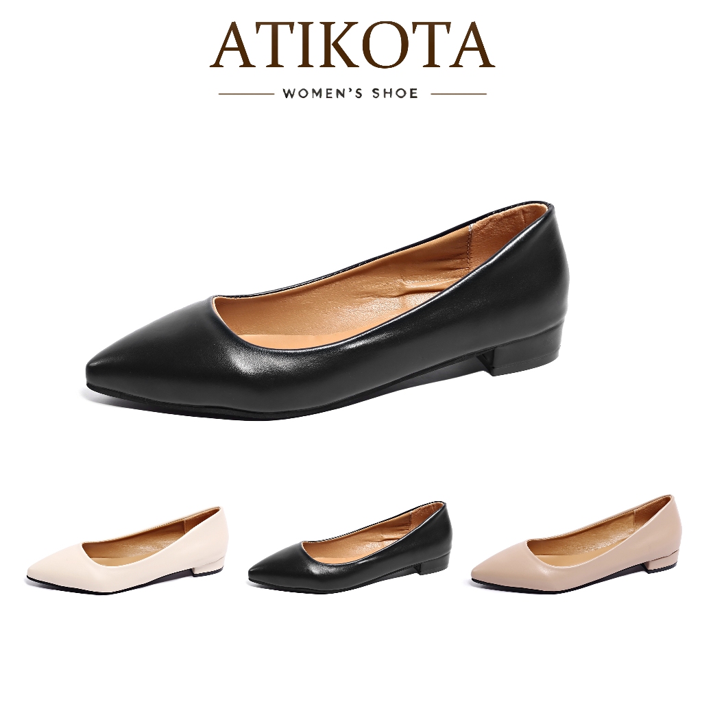 Atikota รองเท้าส้นแบนสำหรับผู้หญิง แฟชั่น นุ่ม สบาย อเนกประสงค์ รองเท้าบัลเล่ต์หัวแหลม