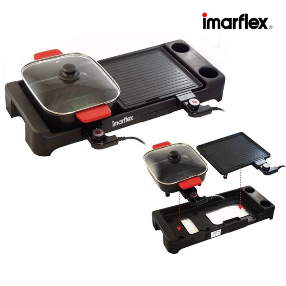 IMARFLEX  เตาย่างอเนกประสงค์ แยกฝั่งย่าง และต้ม แบบถอดได้ 2300W EG-682
