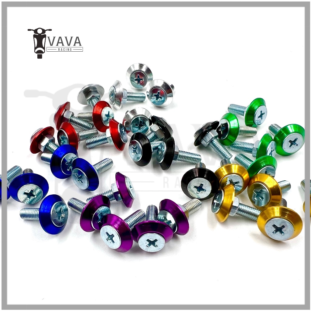 น็อตซาลาเปา เบอร์ 8 ทรงลูกข่าง (น็อตเงิน)  /น็อต4แฉก / ล็อคชุดสี / อเนกประสงค์ / ยึดป้ายทะเบียน / แต่ง