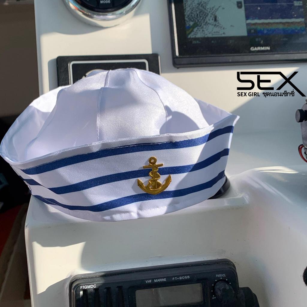 Sexy Girl⚓⚓หมวกทรงบาวเลอร์สีขาวลายทางทหารเรือ เครื่องประดับผมคอสเพลย์ สามรูปแบบ ราคาถูก.