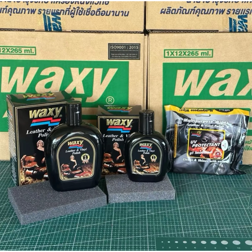 [waxy ของแท้ 100%] ผ้าเปียกบำรุงรักษาเครื่องหนังแว็กซี่ ยูวี (แพ็ค 20 แผ่น) ทิชชู่เปียก
