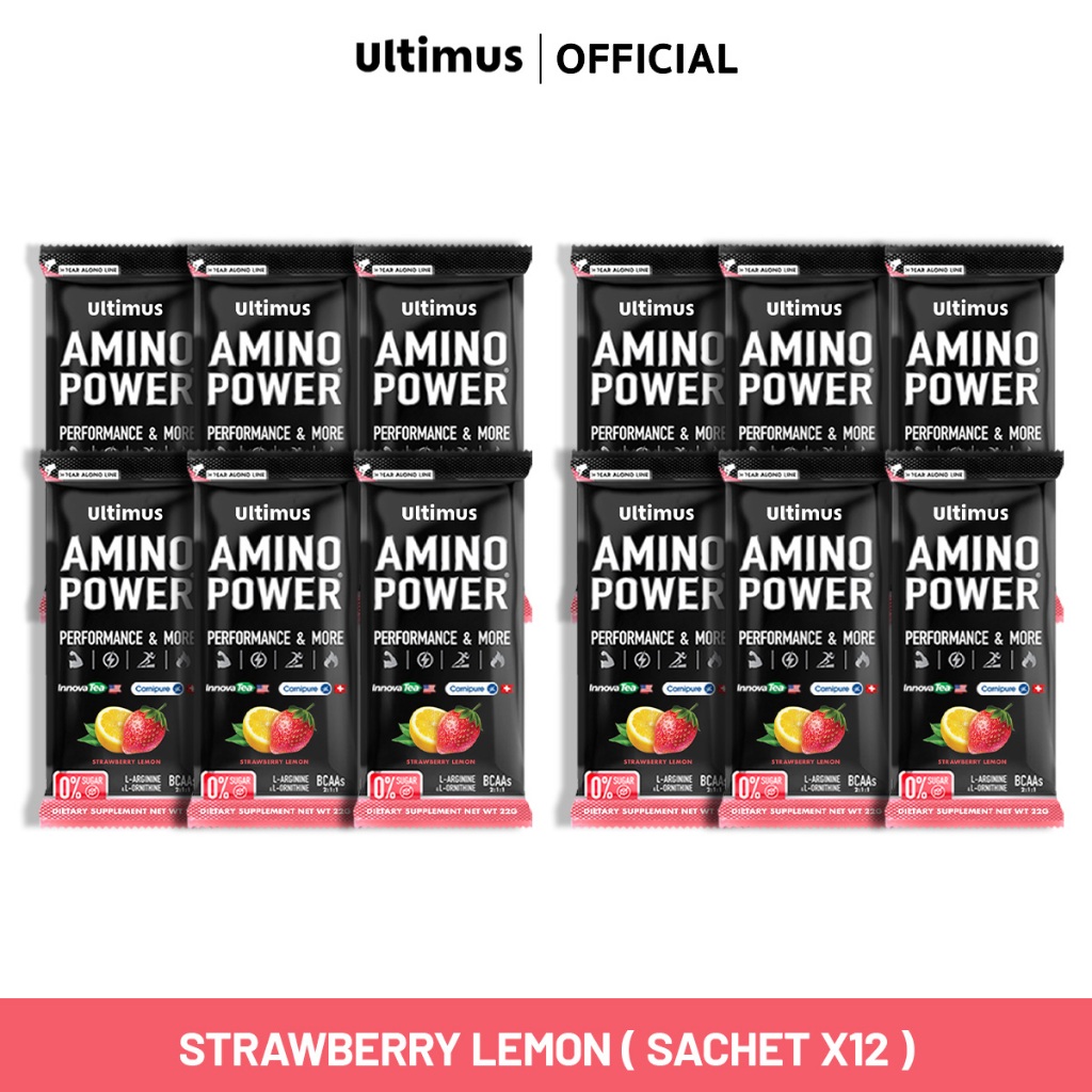 Ultimus Amino Power (Active BCAAs 2:1:1) Strawberry Lemon 2 Pack ขนาดซอง22g (Pack6)