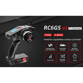 วิทยุ RC6GS V3 2.4G 7ช่อง + รีซีฟ R7FG / R6F +สายคล้องคอ วิทยุรถ วิทยุเรือ RadioLink Rc