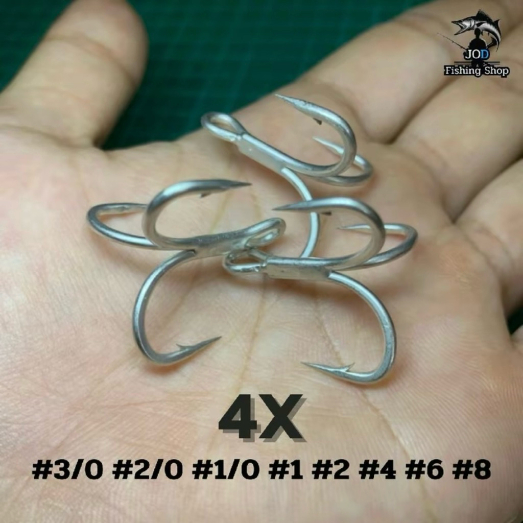 ตาเบ็ด3ทาง คมแข็ง4x น้ำหนักเบาทนน้ำเค็ม เหมาะสำหรับใส่เหยื่อปลอมทุกชนิด