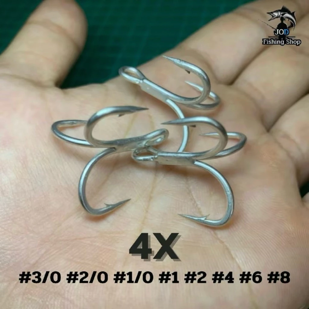 ตาเบ็ด3ทาง คมแข็ง4x น้ำหนักเบาทนน้ำเค็ม เหมาะสำหรับใส่เหยื่อปลอมทุกชนิด
