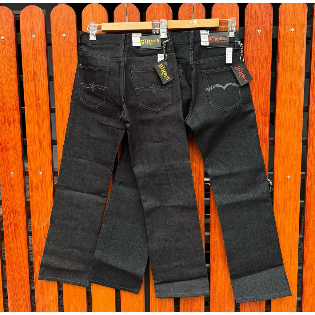 กางเกงยีนส์ขากระบอกHirock ผ้าดิบ 16 Oz แถมป้าย+ตะขอ ป้ายสีแดง เน้นปั้นเฟด
