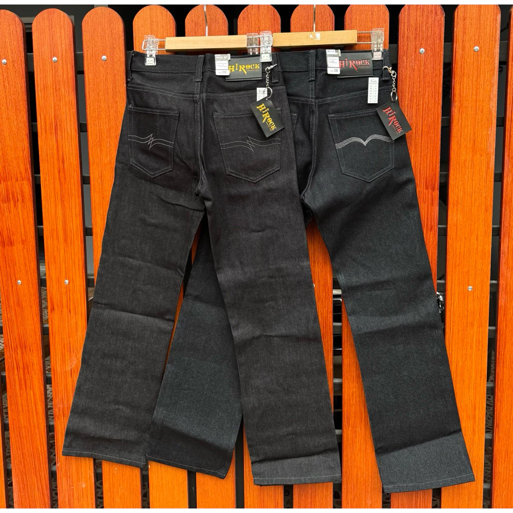 กางเกงยีนส์ขากระบอกHirock ผ้าดิบ 16 Oz แถมป้าย+ตะขอ ป้ายสีแดง เน้นปั้นเฟด