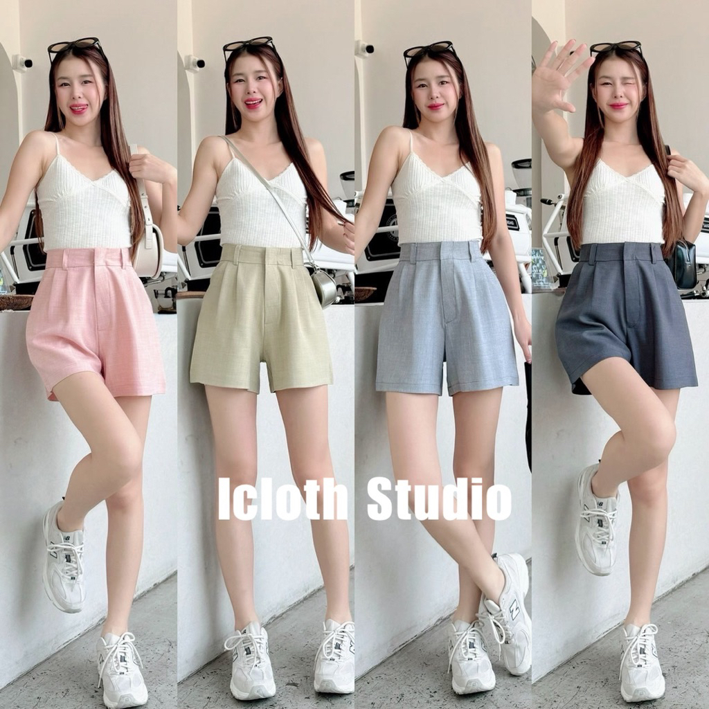Moji Short 🛼 กางเกงขาสั้นผ้าสโนว์ เอวสูงปี๊ด มีหูเข็มขัด ขาไม่สั้นมาก ทรงสวย กางเกงผู้หญิง กางเกงขาสั้น กางเกงแฟชั่น