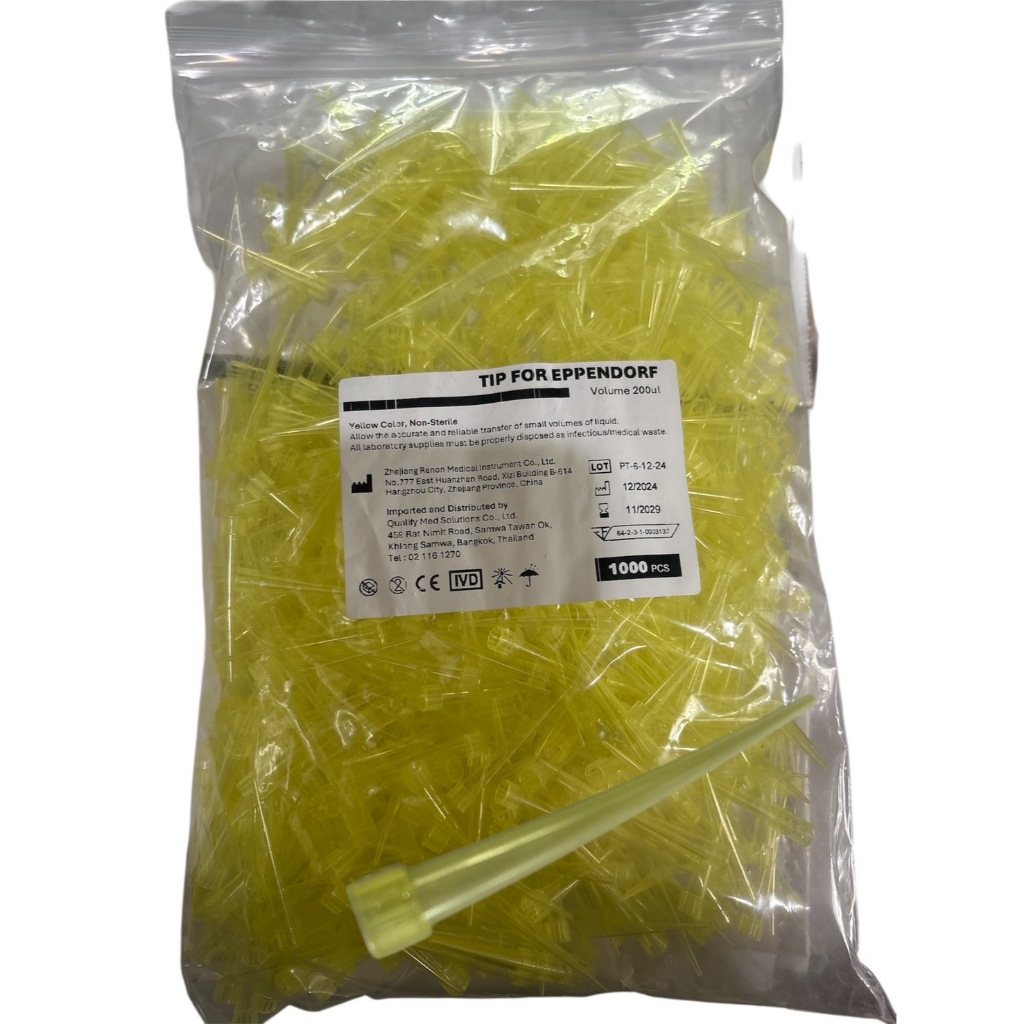 YELLOW TIP W GRADUATION,200UL,1000/BAG เปิดใบกำกับภาษีได้
