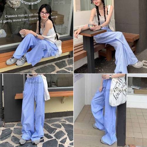 BA055 TARA Pants กางเกงขายาว ลายทาง เอวยางยืด ทรงขากระบอก รุ่นยอดฮิต ทรงคลาสสิค สไตล์มินิมอล เนื้อผ้าฝ้าย ผ้าเบา ใส่สบาย