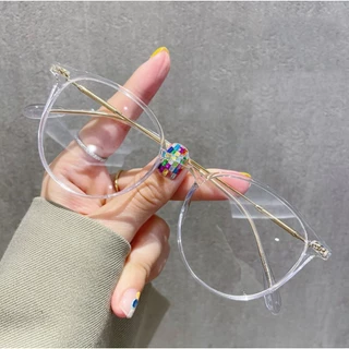 [จัดส่งในกทม] MOYENNE แว่นกรองแสง สายตาสั้น0°-400° ป้องกันแสงสีฟ้าของผู้หญิง กรอบทรงกลมสีน้ำตาลเย็นพร้อมเลนส์