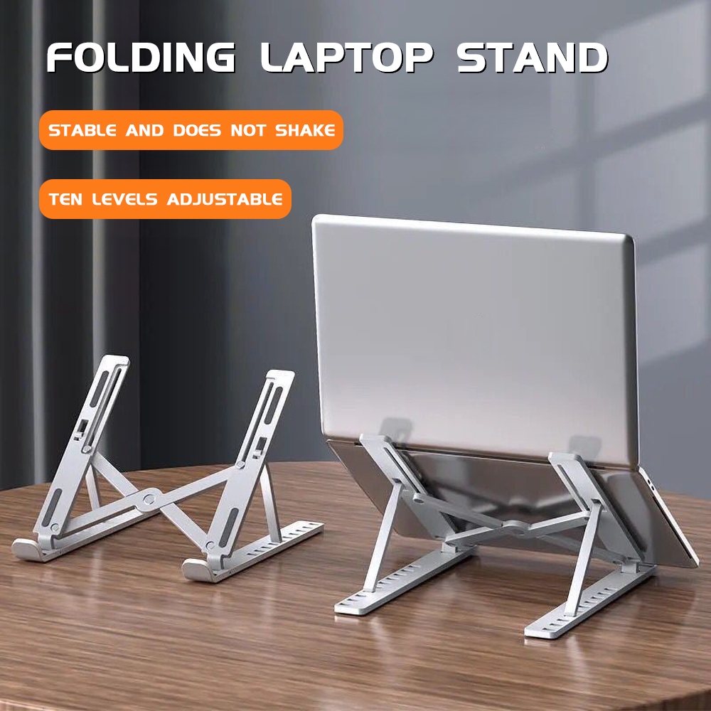 ABS แท่นวางโน๊ตบุ๊ค พับเก็บได้ ที่วางแท็บเล็ต แท่นวางแล็ปท็อปแบบพกพาฐานรองรับปรับได้ที่วางโน๊ตบุ๊คกันลื่น 7-15 นิ้ว -XF