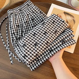 กางเกงลายสก๊อตย้อนยุคสไตล์อเมริกันสำหรับผู้หญิงในช่วงฤดูร้อน…