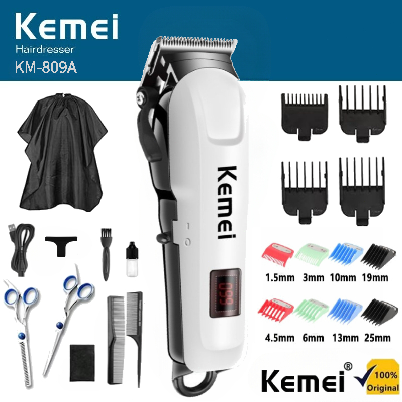 ปัตตาเลี่ยนไร้สาย KEMEI KM-809A แบตเตอเลี่ยน ใบตัดไทเทเนียม ปัตตาเลี่ยนตัดผม มาพร้อมหวีรอง COD