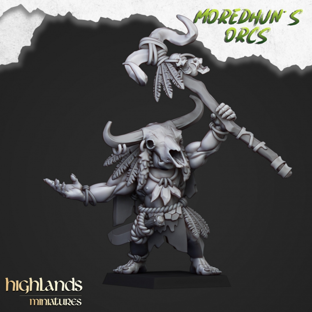 Cave Orc Shaman - Moredhun's Orcs - Humanoid Orc / 32mm scale 3D printed miniature HLM