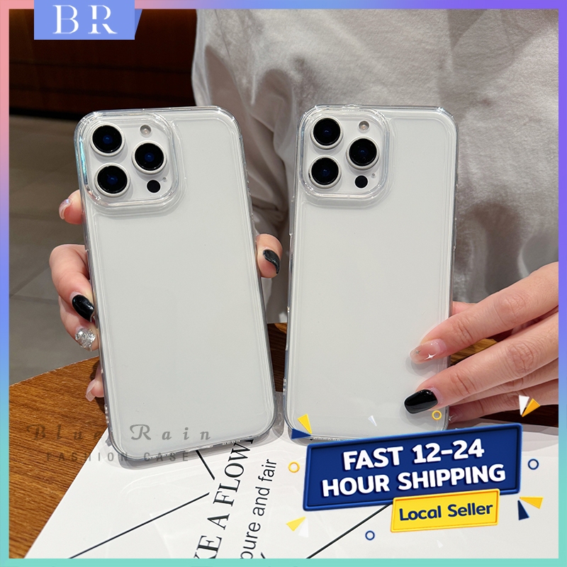 ส่งจากไทย ป้องกันการชนกัน เคสไอโฟน11 iphone 11 13 16ProMax TPU ปุ่มโลหะสีรุ้ปร่งใสเข้ากันไ 15 16promax 14 11 XS XR 8plus