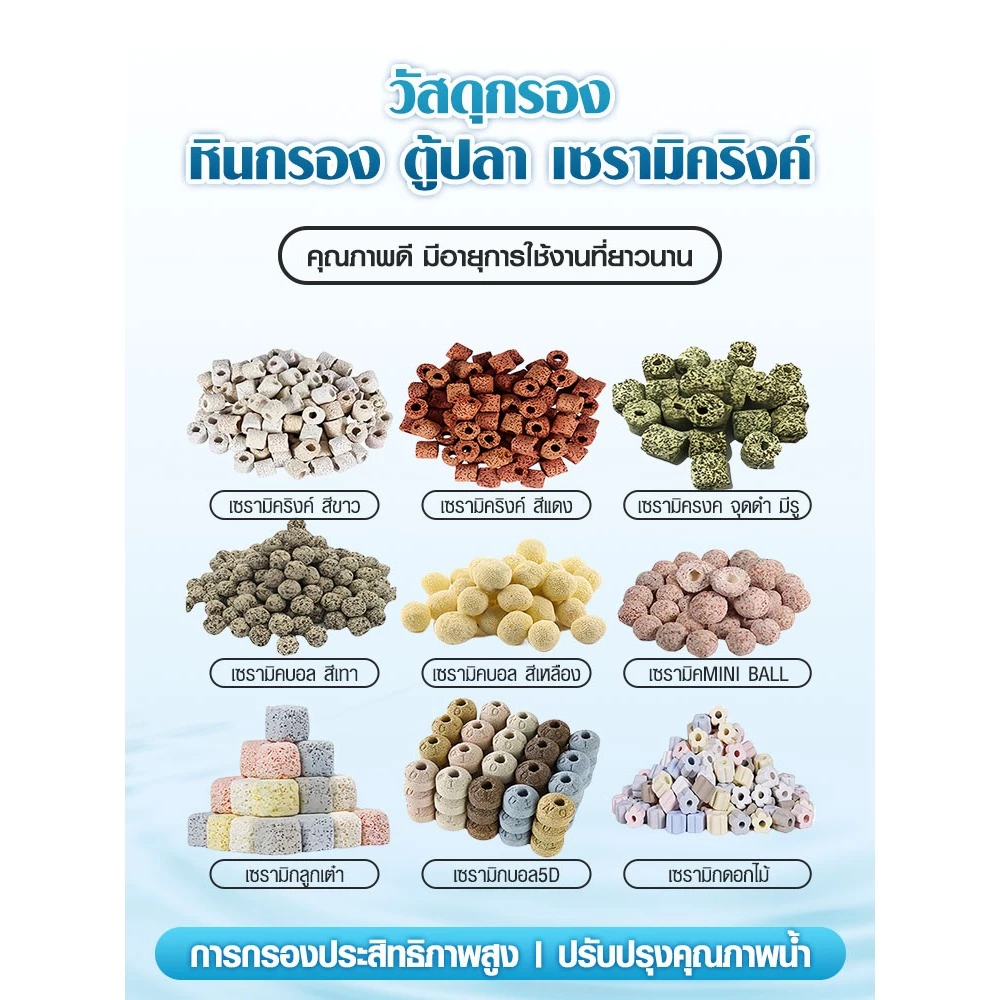 เซรามิคริงค์หินกรองตู้ปลา 0.5/1kg พร้อมถุงซิป หลายรูปทรง thumbnail 4
