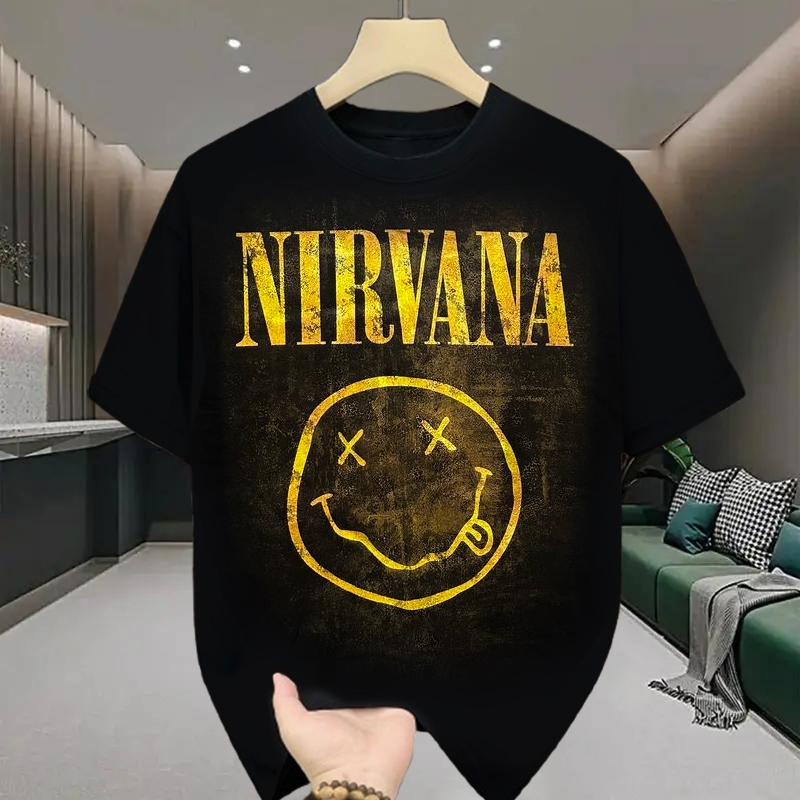 เสื้อทีวีร็อคสตรีท เสื้อเชิ้ตแขนสั้น ลาย  ฮิตมากในยุคนี้ แฟชั่นฤดูร้อน, คอกลม, แขนสั้นลำลอง