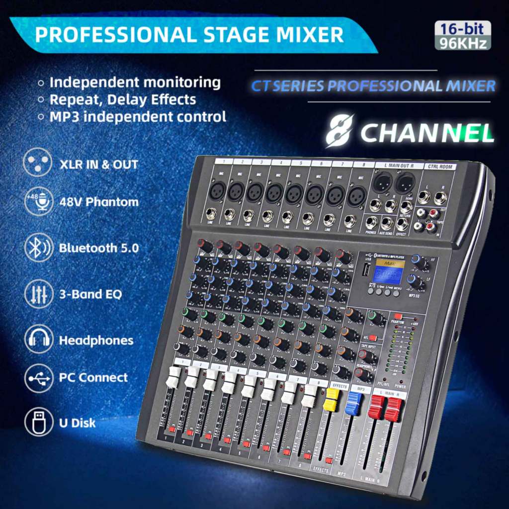 【COD】AUDIO MIXER CT6A/CT8A/CT12A SBLUETOOTH,USB,RECORD,SOUND CARDREVERB Mixer audio saluran
