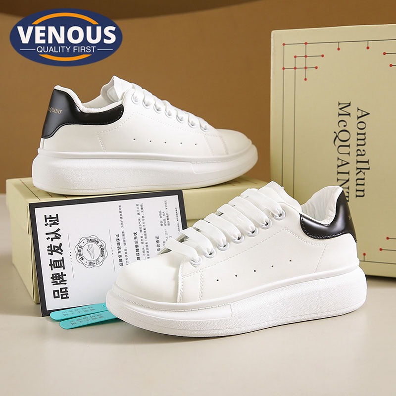 【Venous】2025 New Original รองเท้าผู้ชายสีขาวแบบเป็นกันเอง คู่รองเท้าคุณภาพสูง รองเท้าผ้าใบผู้ชายแฟชั่นเกาหลี