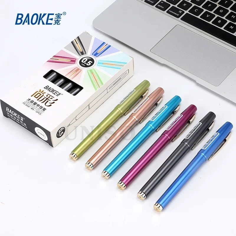 BAOKE ปากกาเจล 0.5mm รุ่นPC5048 ด้ามมี 7 สีให้เลือก มีปลอก จับสบายมือ หมึกเจลคุณภาพดี สามารถเปลี่ยนไส้ได้ #school#office