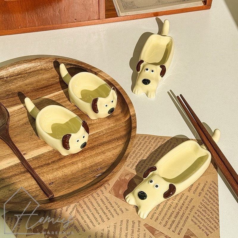 【พร้อมส่ง】🍽️🐶 ถ้วยน้ำจิ้ม เซรามิก ลายน้องหมา สุดคิ้วท์ หางสามารถวางตะเกียบได้ สไตล์เกาหลี ถ้วยอาหารแฮมเตอร์ - รูปที่ 5