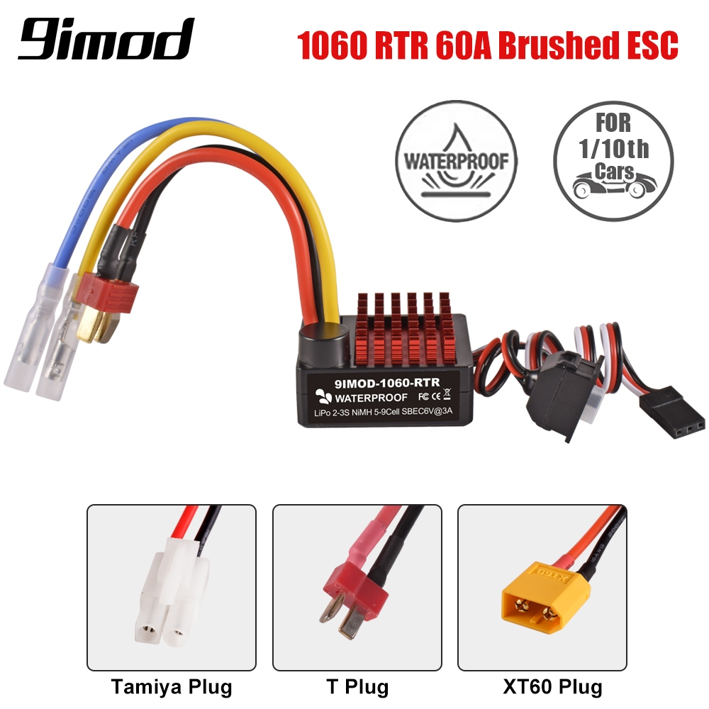 9IMOD 1060 RTR 60A ESC แปรงควบคุมความเร็วอิเล็กทรอนิกส์ 2-3S LiPo กันน้ำ BEC 6V3A สำหรับ 1/10 แกน SCX10 TRX4 TRX6 D90