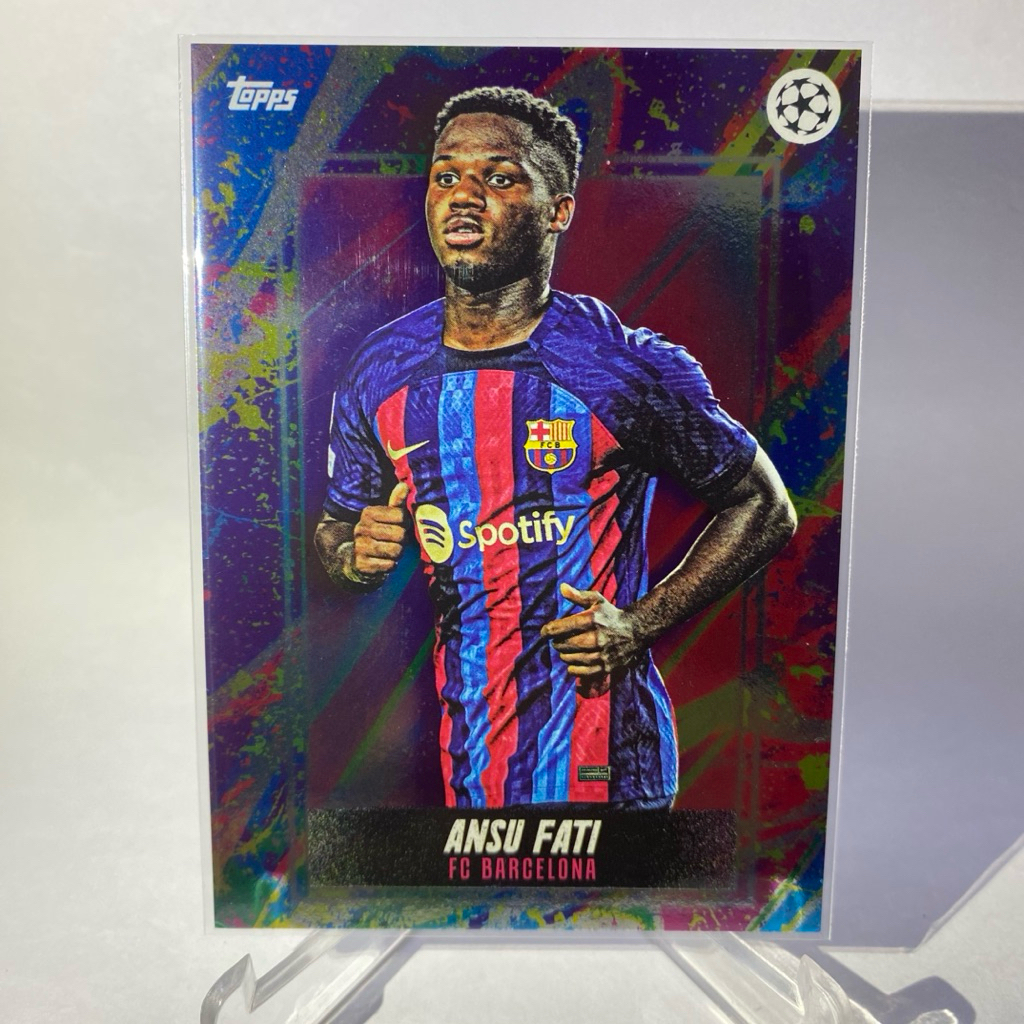 การ์ดนักฟุตบอลสำหรับสะสม ANSU FATI, BARCELONA, TOPPS 2022