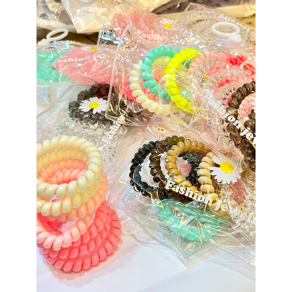 (1ถุง ได้6เส้น) หนังยางมัดผมคละสี คละสี7 สี แบบคละ คละสี