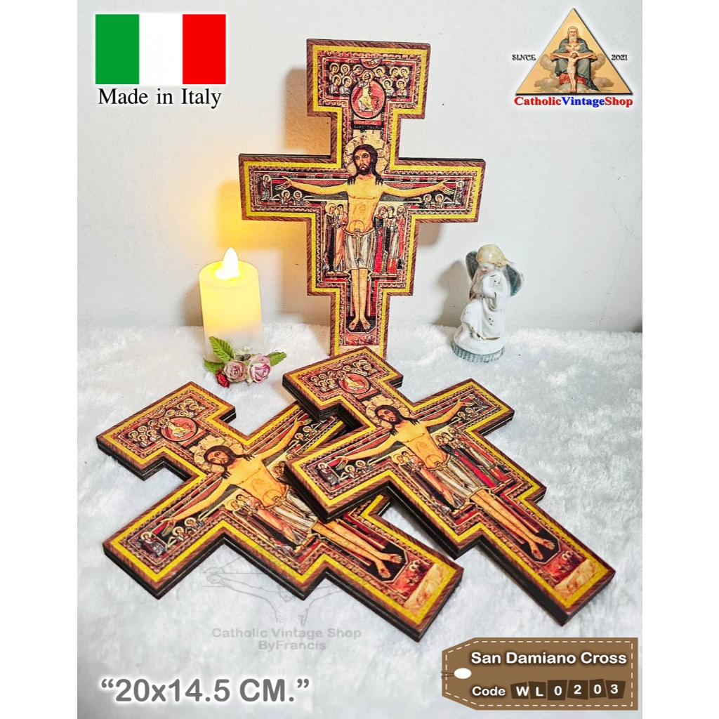 ไม้กางเขน แขวนผนัง​ ซานดามิอาโนครอส ไม้กางเขนฟรานซิสกัน อัสซีซี อิตาลี Catholic ITALY Cross#WL0203