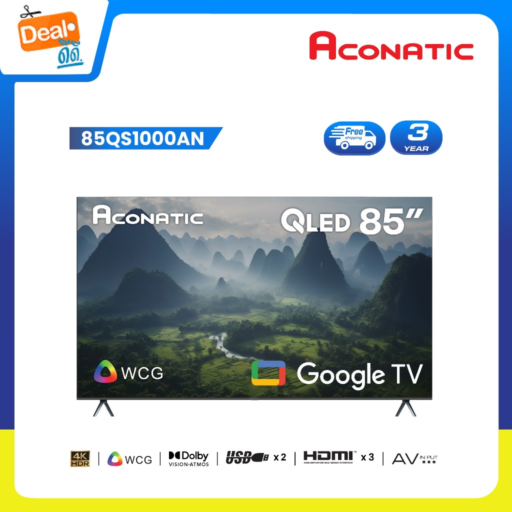 [NEW] ACONATIC Smart TV QLED Google 4K HDR รุ่น 85QS1000AN ขนาด 85 นิ้ว GoogleTV จอภาพ Frameless ประ