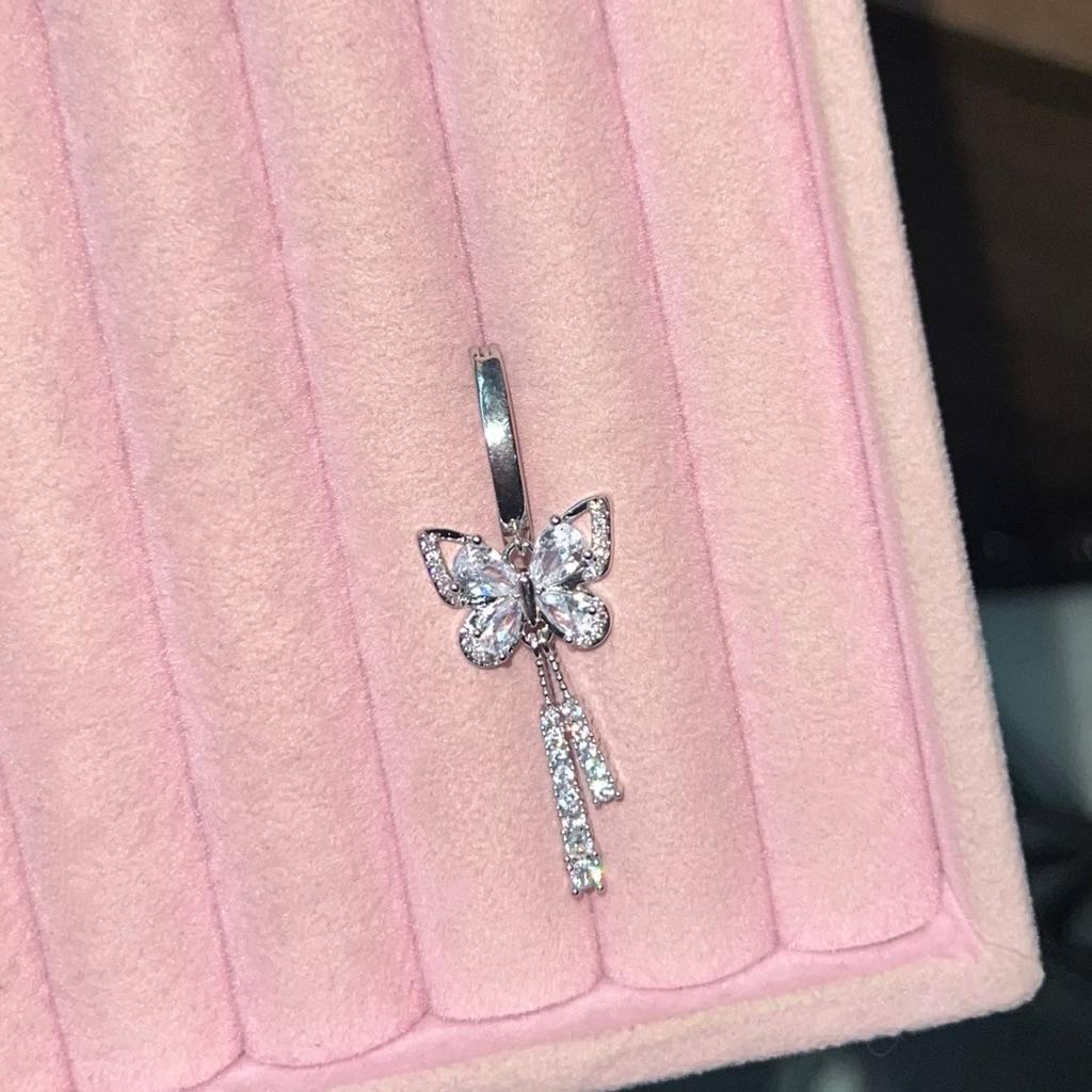 จิวสะดือห่วงแบบล็อค ห้อยผีเสื้อ พร้อมส่งจากไทย🦋