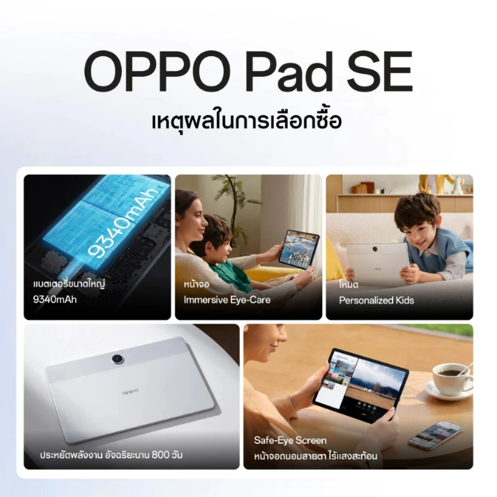 OPPO Pad SE (4+128) Wi-Fi แท็บเลต (4+128) แถมฟรี Pad case หน้าจอถนอมสายตา Kids mode ชาร์จไว 33W แบต 9340 mAh thumbnail 7