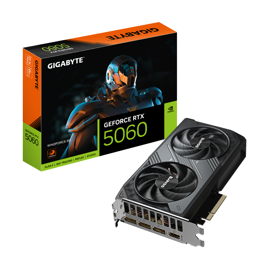 VGA(การ์ดจอ) GIGABYTE GeForce RTX 5060 WINDFORCE 8GB GDDR7 (GV-N5060WF2-8GD)